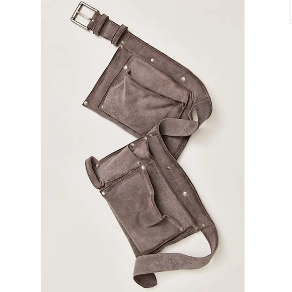NWT Free People Crew Cargo Pocket Belt Gravel Rock - Picture 3 of 7